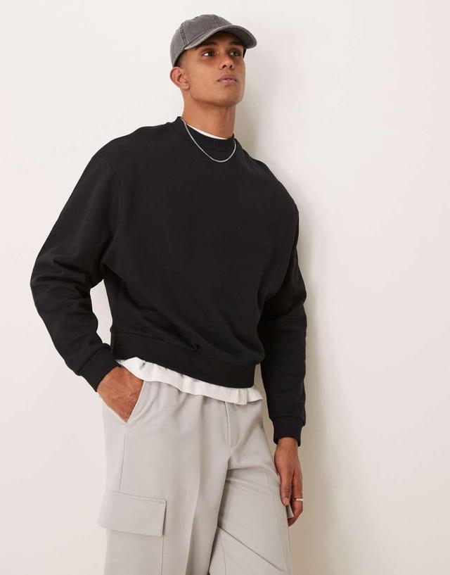 ASOS DESIGN essential boxy oversized sweatshirt in black Product Image