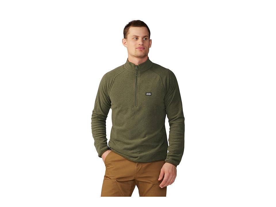 Mountain Hardwear Microchill 1/4 Zip Pullover (Surplus Green Heather) Men's Clothing Product Image