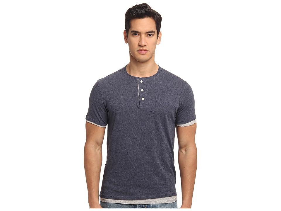 Vince Double Layer S/S Henley Top (Heather ) Men's Short Sleeve Pullover Product Image