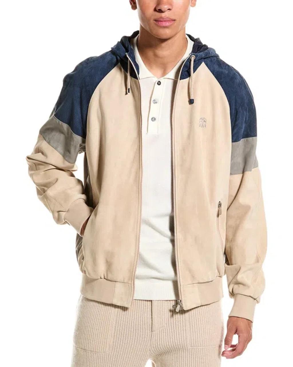 Leather Jacket In Beige Product Image