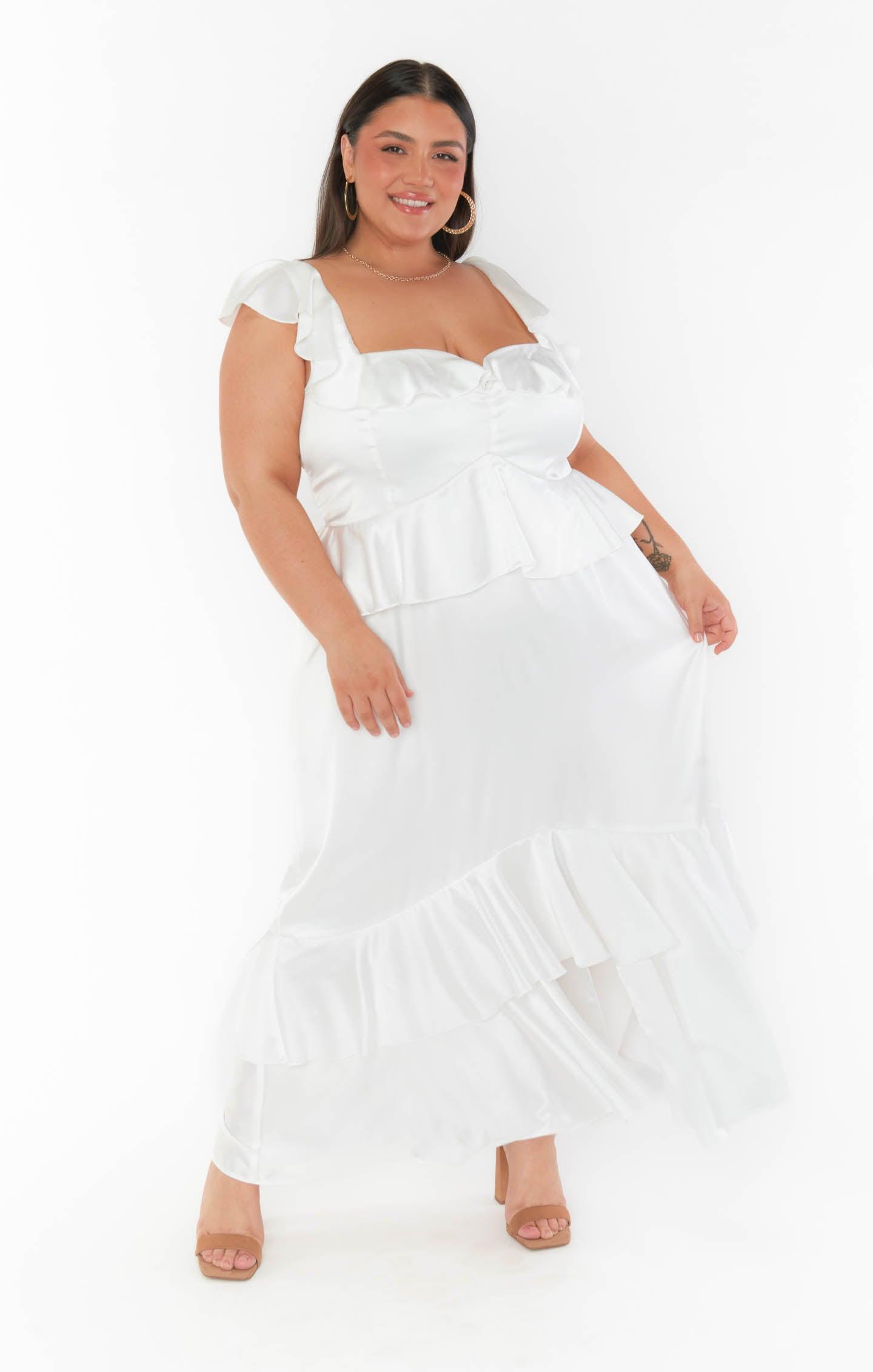 Reese Ruffle Dress ~ Ivory Luxe Satin Product Image