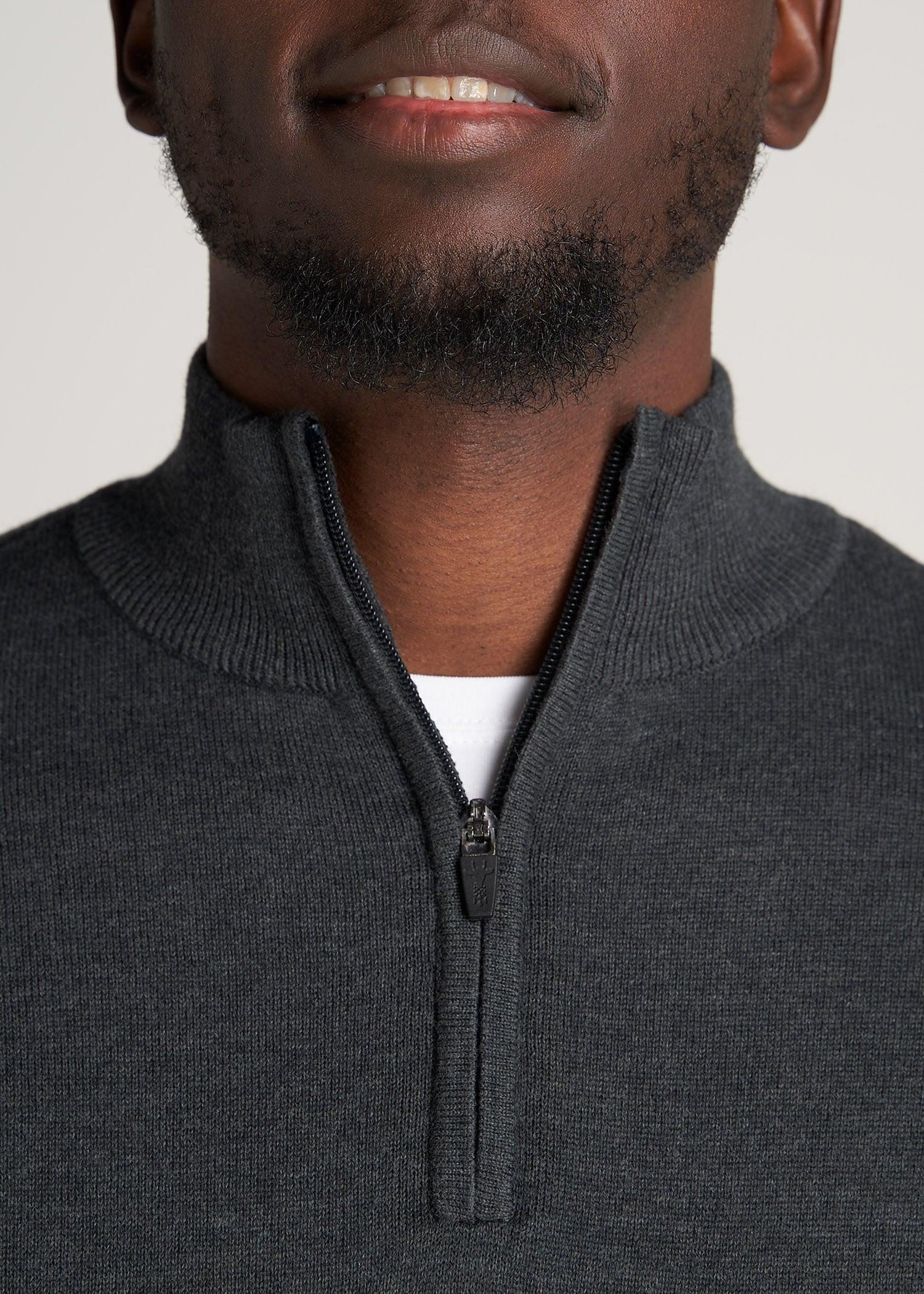 Everyday Quarter-Zip Tall Men's Sweater in Charcoal Mix Male Product Image