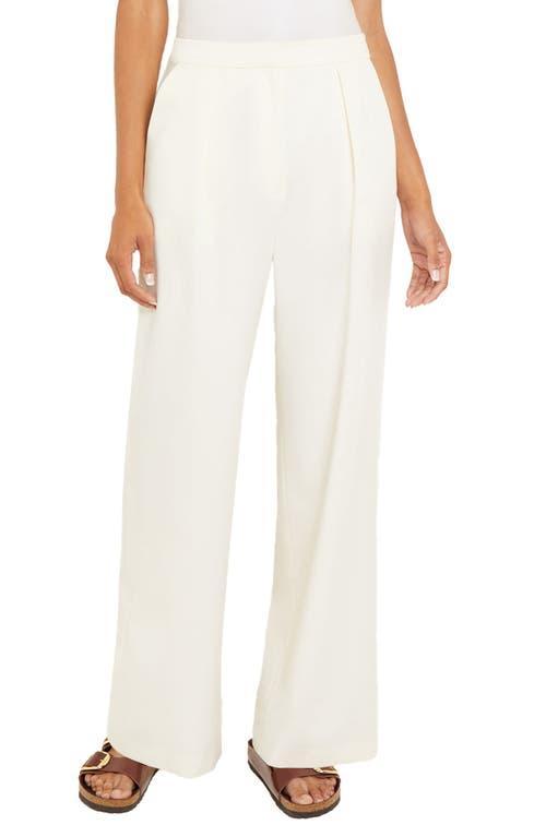 Misook Tailored Wide-Leg Chiffon Pants - Size: LARGE - WHITE Product Image