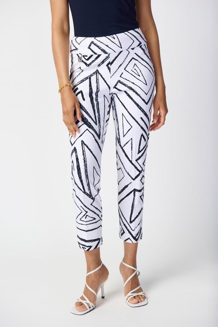 Geometric Print Silky Pull-On Pants- Vanilla/Midnight Product Image