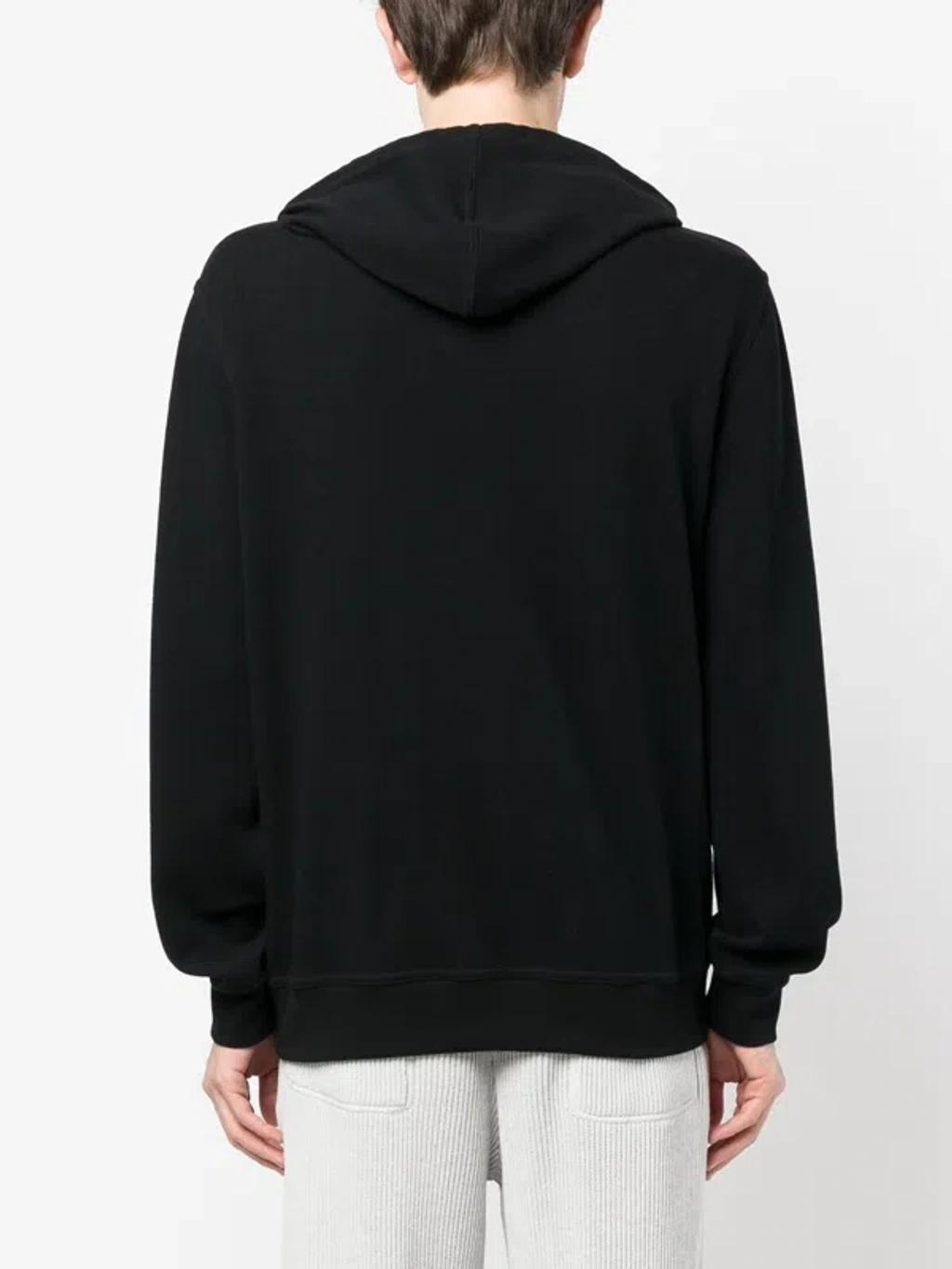 Cotton Blend Zipped Hoodie In Black Product Image