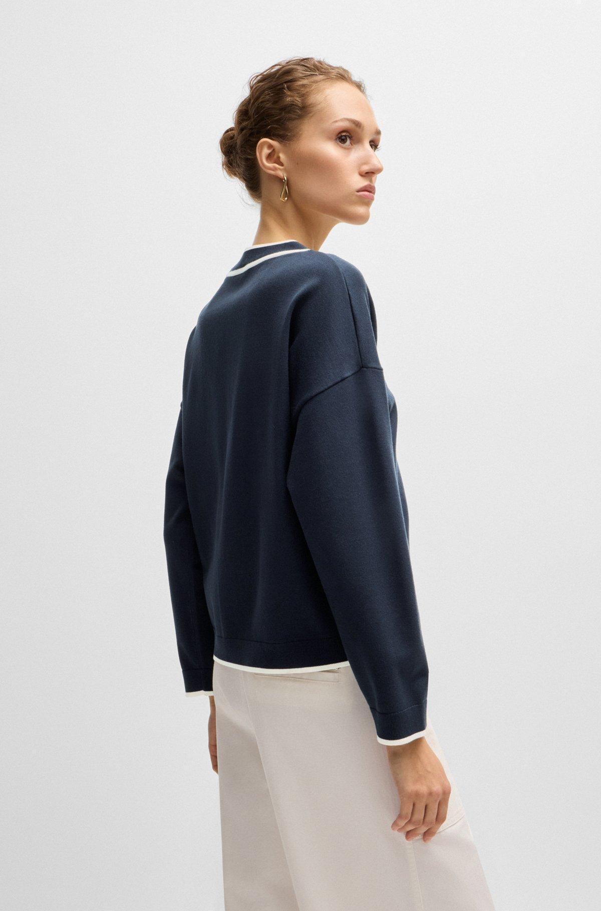 V-neck cardigan in stretch fabric with button closure Product Image