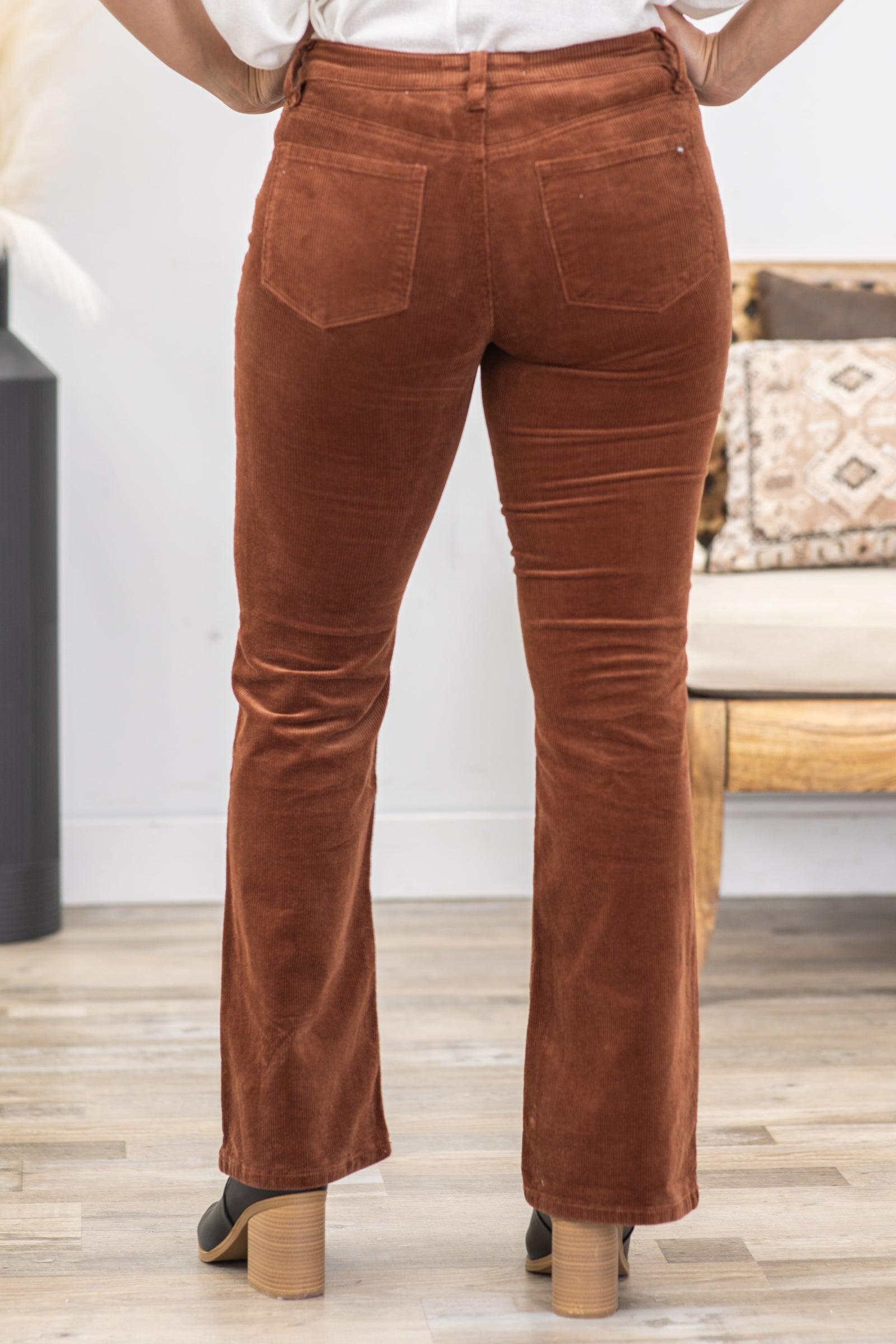 Mica Cognac Mid Rise Corduroy Bootcut Pants Product Image