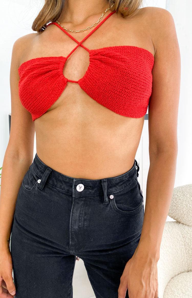 Seoul Red Halter Crop Top Product Image