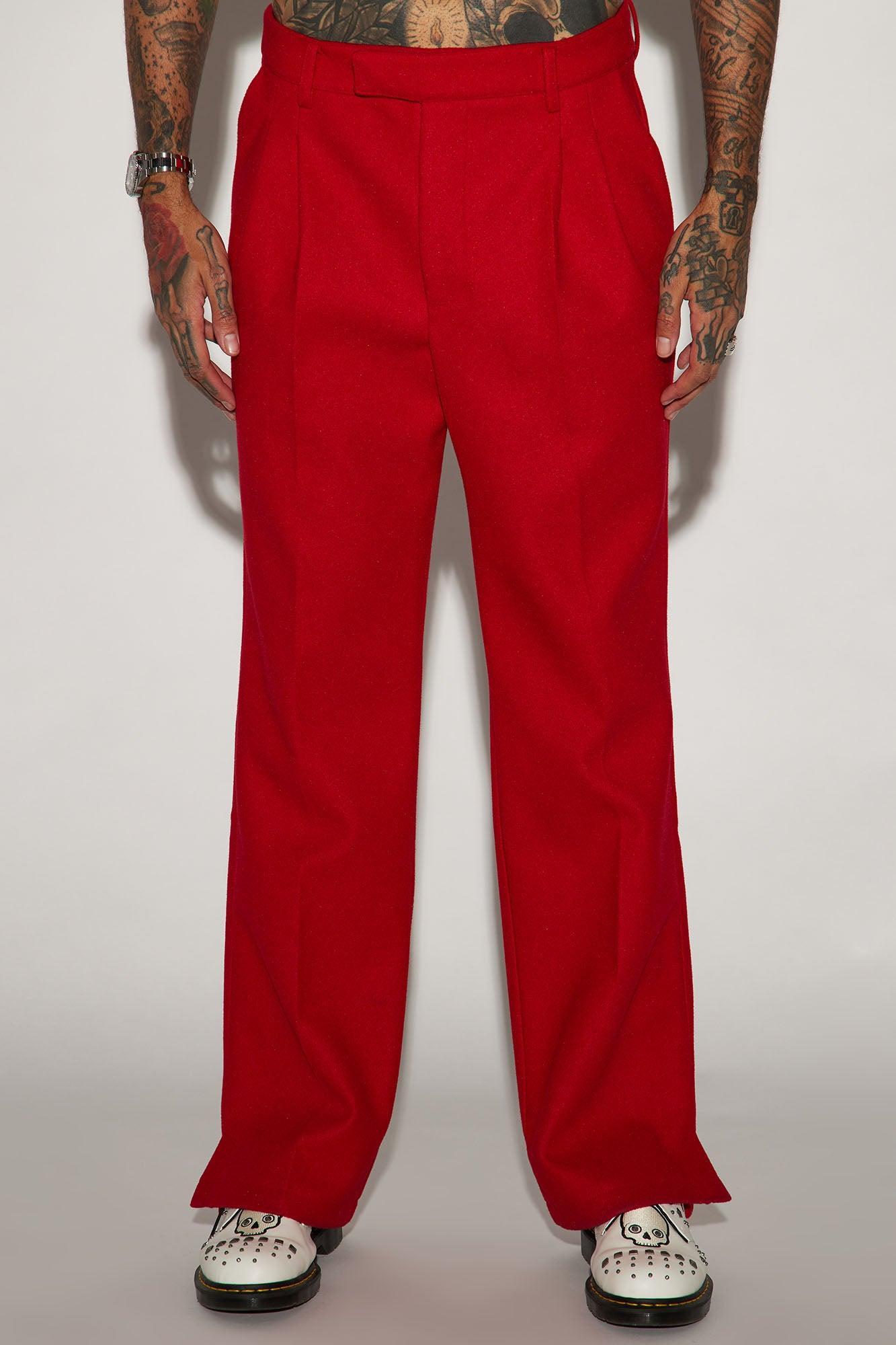 Zip It Out Relaxed Flare Trousers - Red Product Image