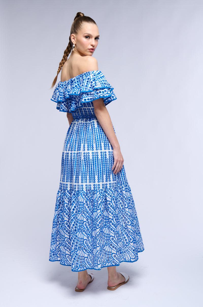 IN IBIZA RUFFLED MIDI DRESS Product Image