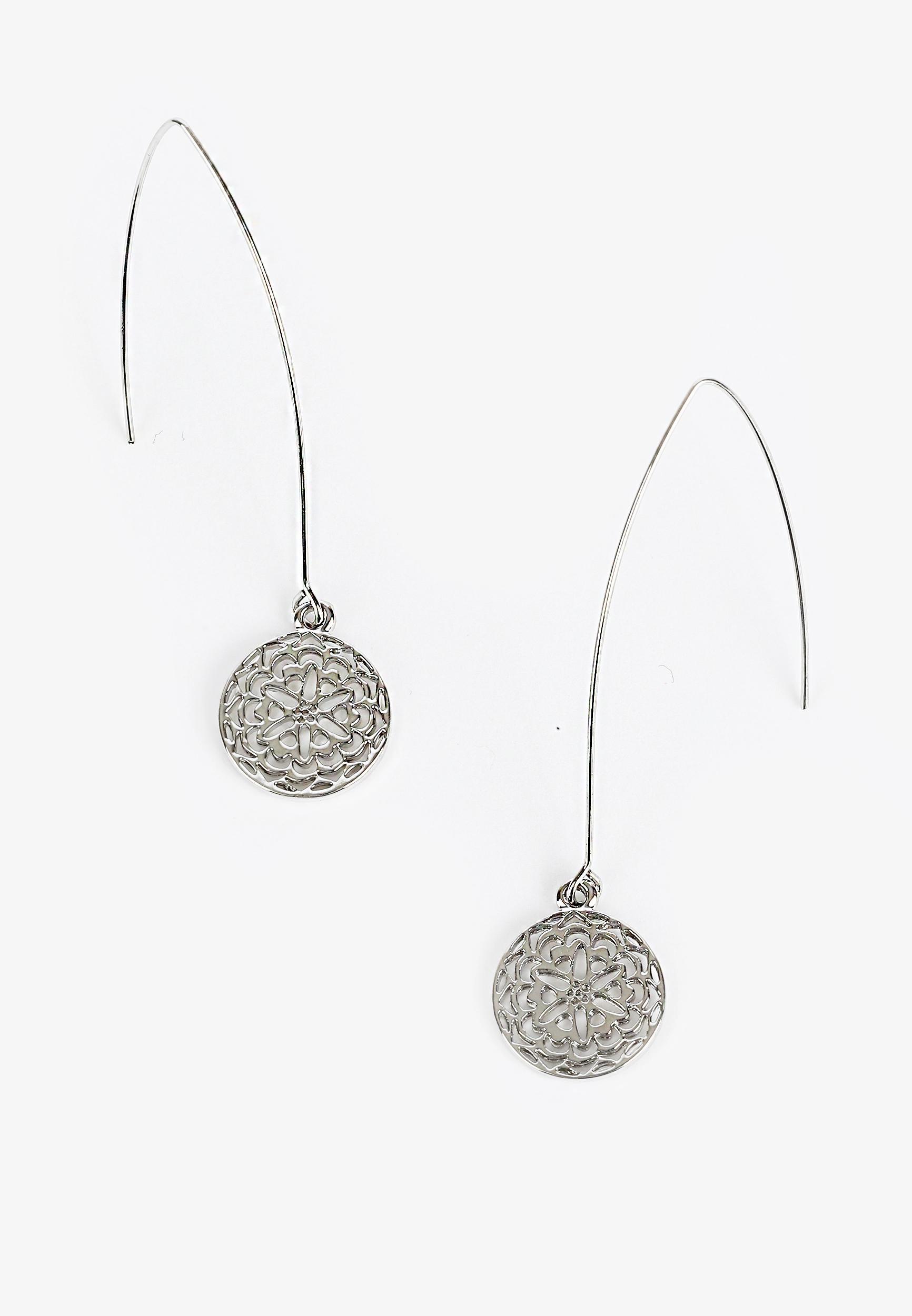 Silver Filigree Coin Drop Earrings product image