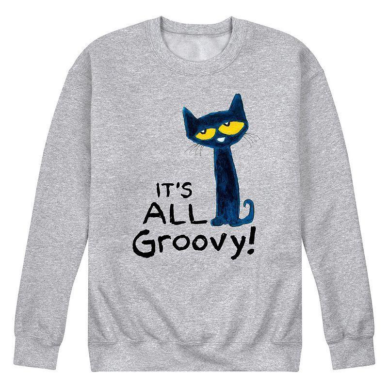 Mens Pete the Cat Its All Groovy Fleece Sweatshirt Grey Gray Product Image