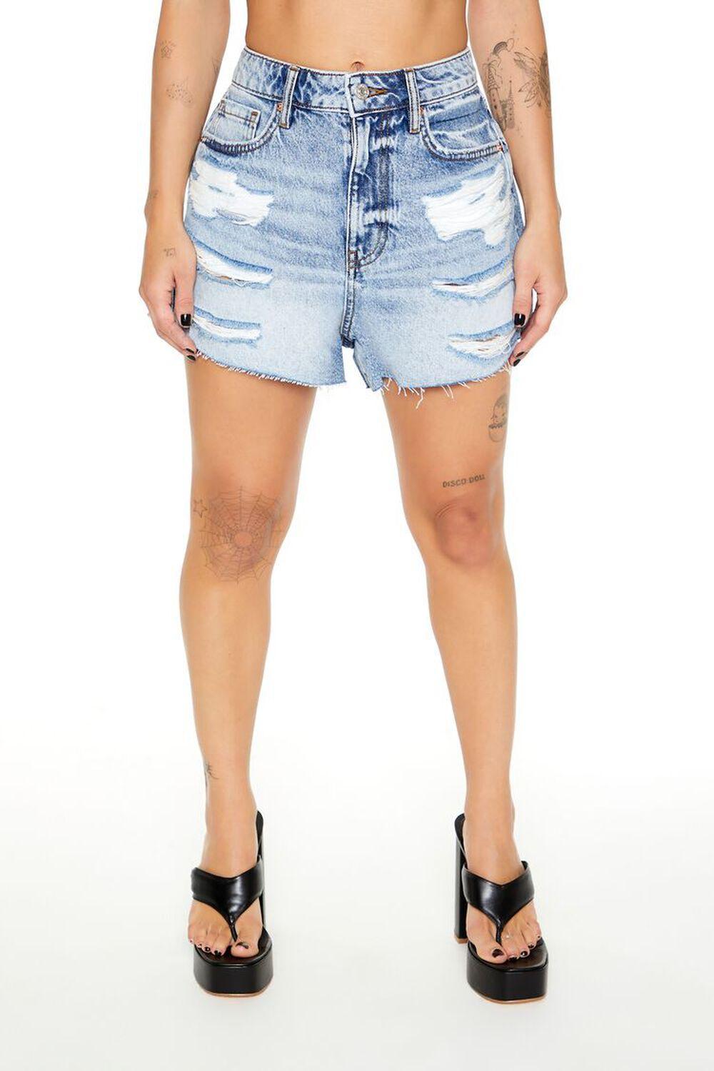 Distressed Acid Wash Denim Shorts | Forever 21 Product Image