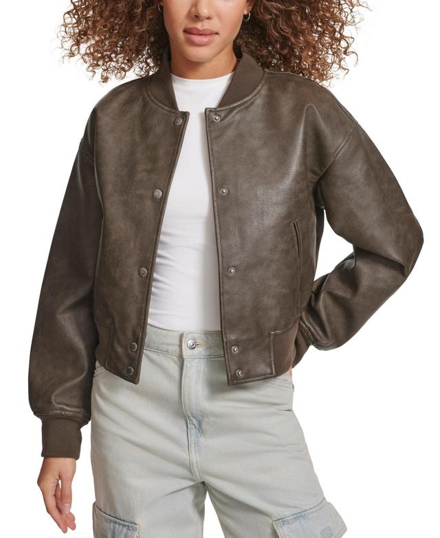 Levis Womens Faux Leather Varsity Bomber Jacket Product Image