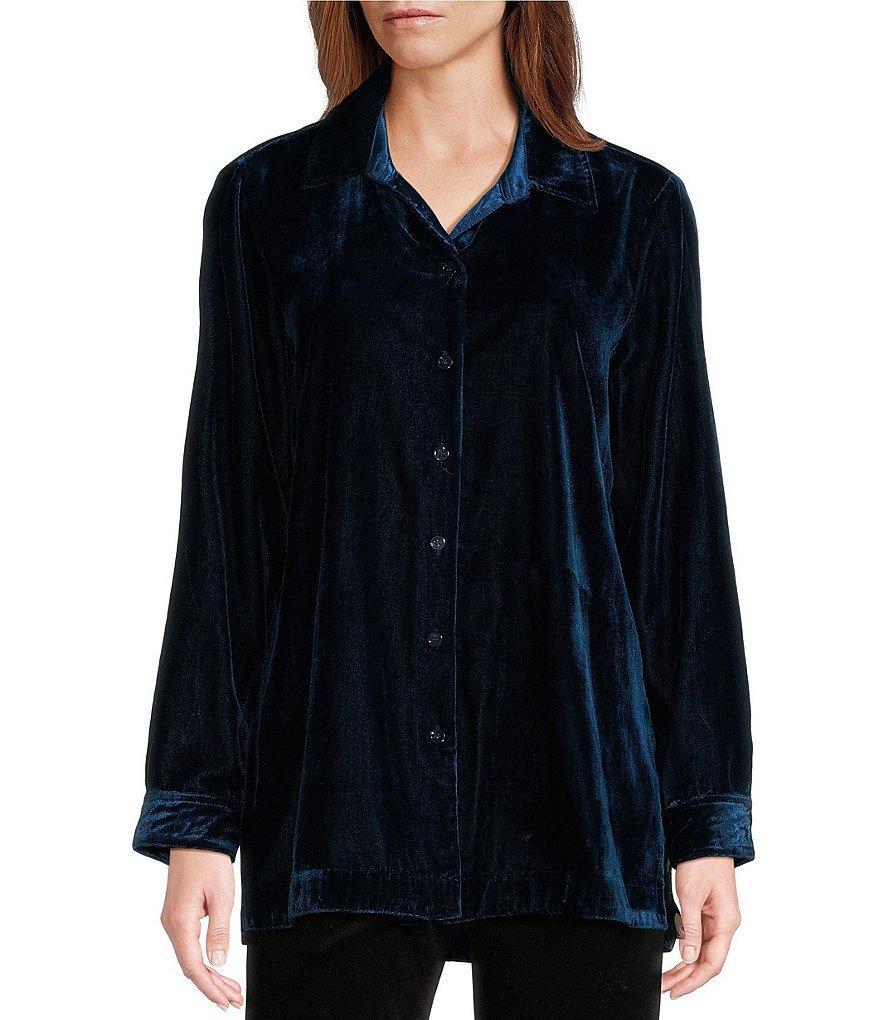 John Mark Velvet Stretch Collared Long Sleeve Button Down Top product image