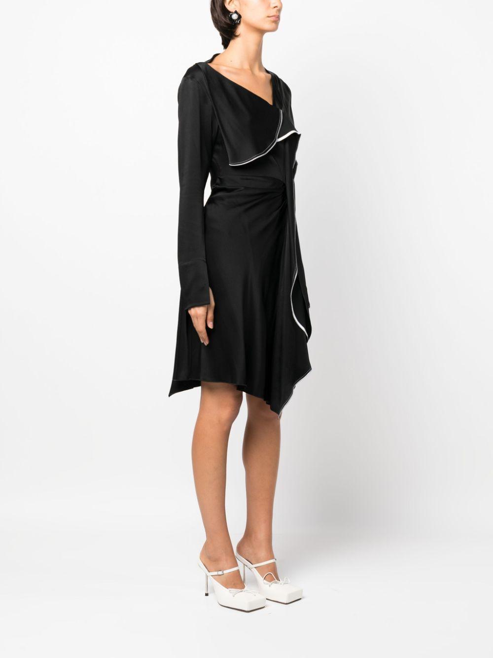 Asymmetric Draped Midi Dress In Black Product Image