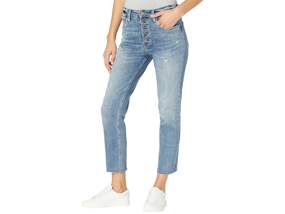 KUT from the Kloth Rachael High Rise Fab Ab Technique Exposed Button-Fly Raw Hem Mom Jeans Product Image