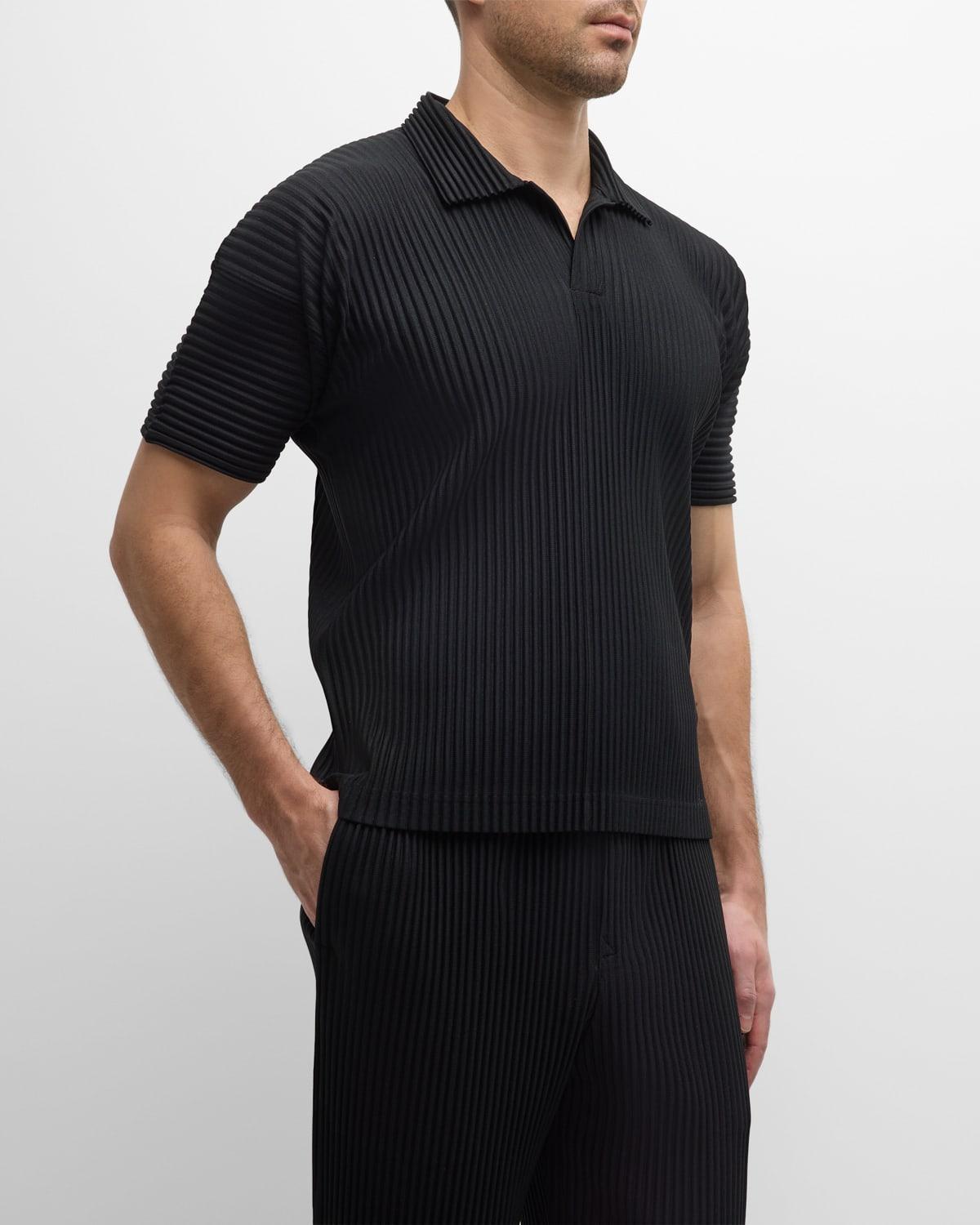 Mens Basics Pleated Polo Shirt Product Image