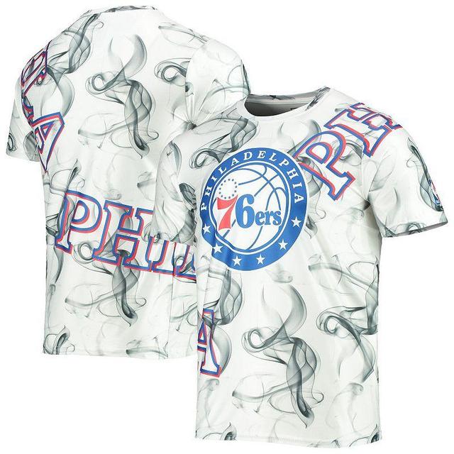 Mens FISLL White/Black Philadelphia 76ers Asymmetric Bold Smoke T-Shirt Product Image