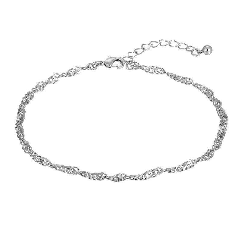 1928 Silver Tone Infinity Chain Anklet, Womens, Grey Product Image