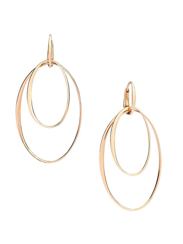 Gold Concentric 18K Rose Gold Hoop Drop Earrings Product Image