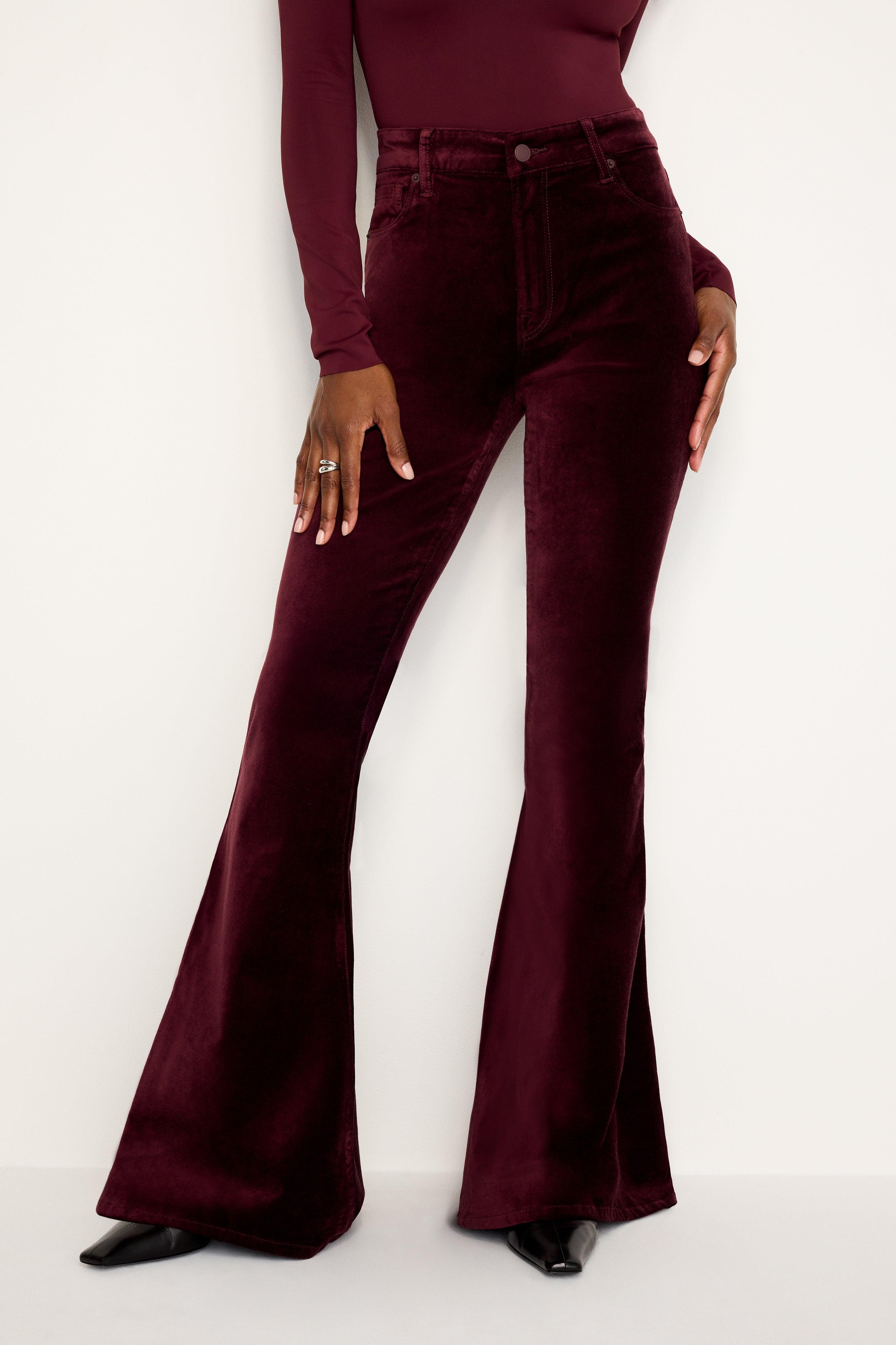 GOOD WAIST SUPER FLARE VELVET PANTS | OXBLOOD002 Product Image