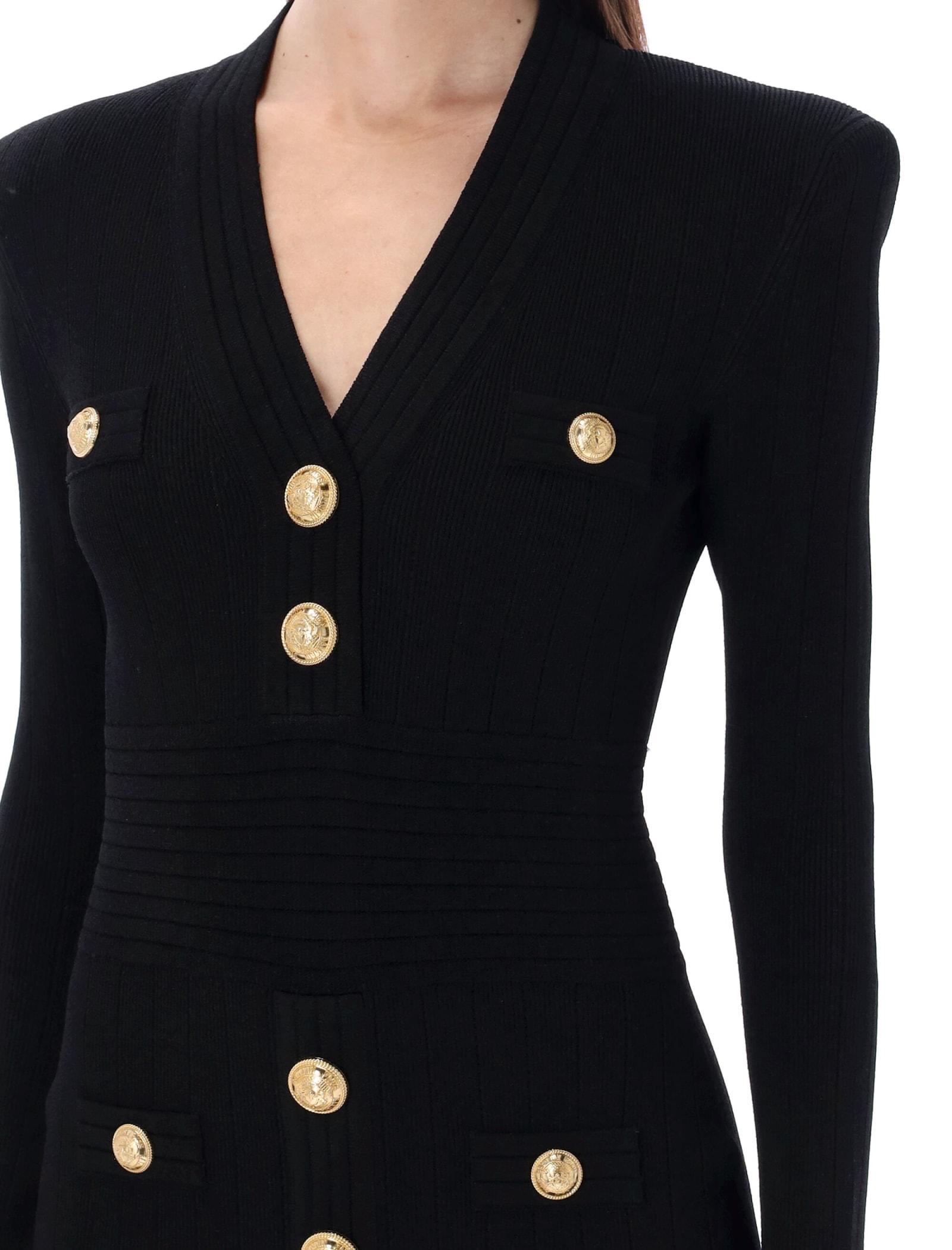 Knitted Dress With Buttons In Black Product Image