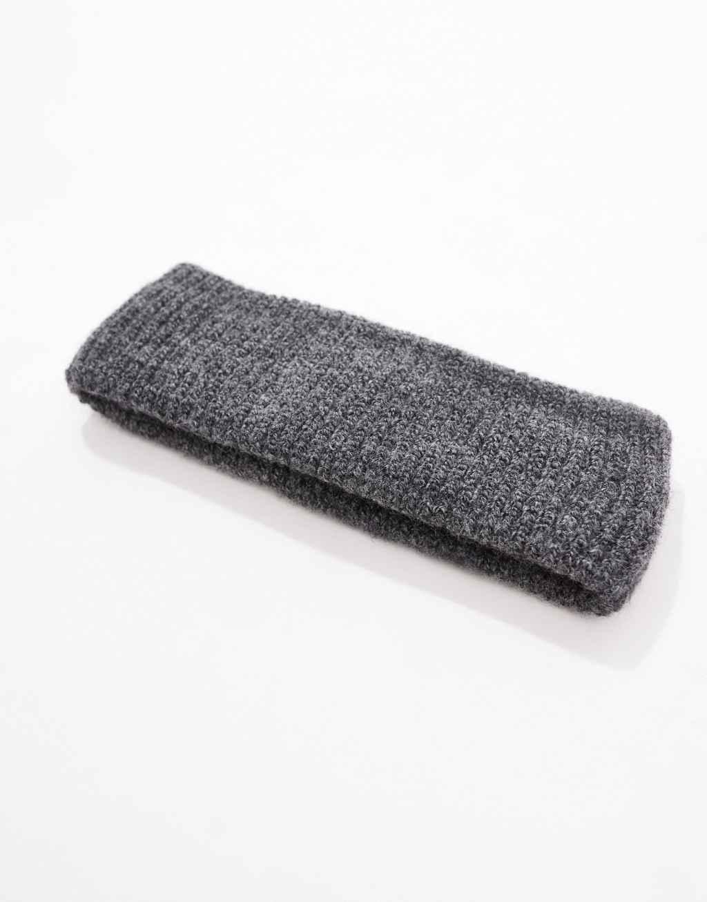 ASOS DESIGN knit ribbed headband in charcoal gray Product Image