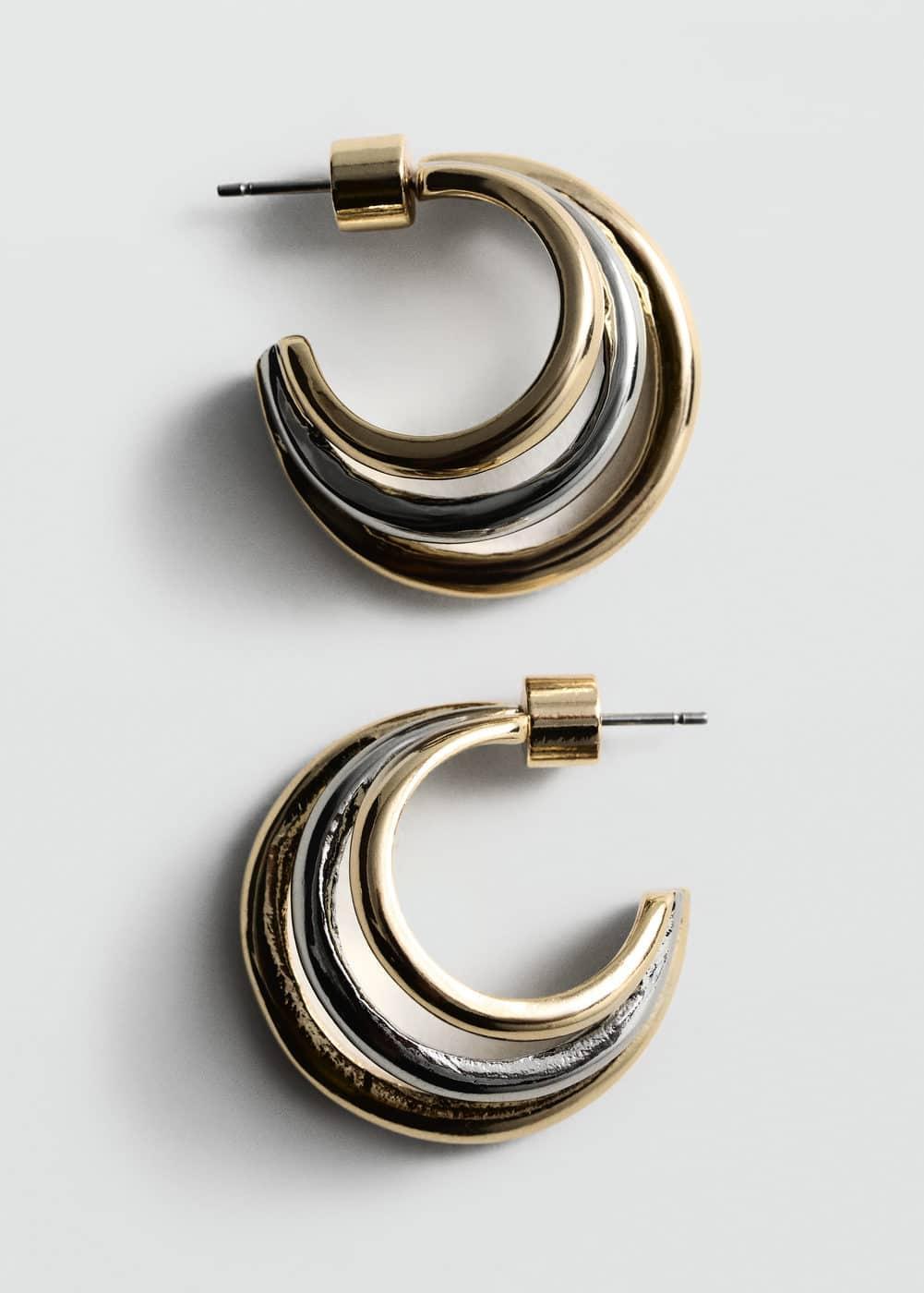 MANGO - Combination triple hoop earrings - One size - Women Product Image