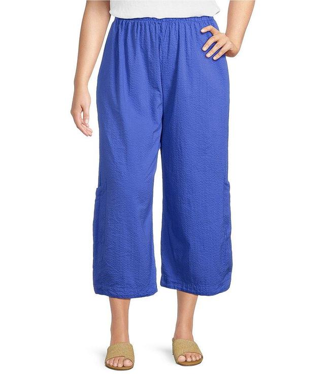 Bryn Walker Plus Size Casbah Seersucker Wide-Leg Pull-On Pocketed Coordinating Cropped Pants Product Image