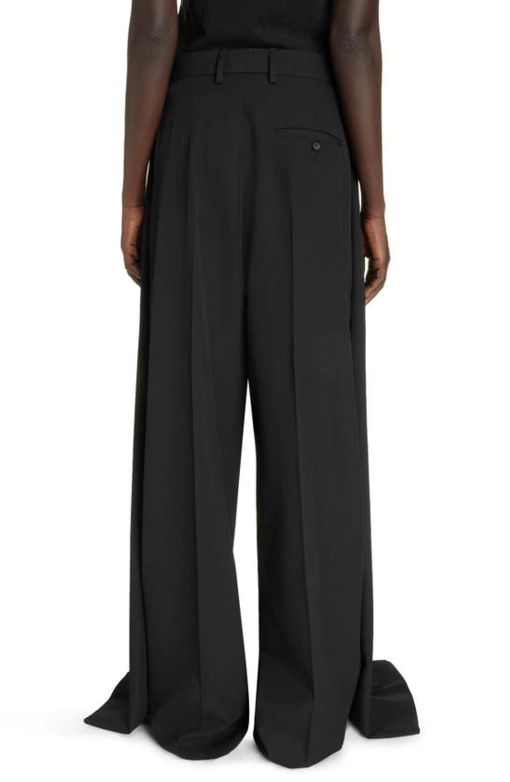 BALENCIAGA Double Front Wide-leg Wool Pants In Black Product Image