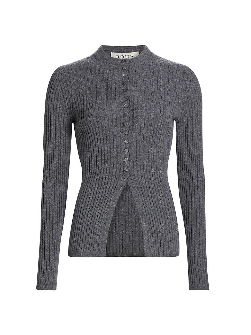 Womens Wool-Cashmere Vented Cardigan Product Image