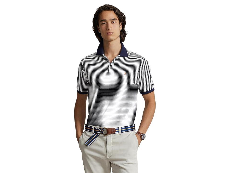 Polo Ralph Lauren Custom Slim Fit Striped Soft Cotton Polo Shirt (Refined /White) Men's Short Sleeve Knit Product Image