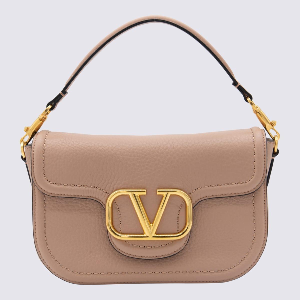 VALENTINO GARAVANI Rose Leather Alltime Shoulder Bag In Powder Product Image