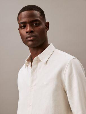 Solid Linen Blend Classic Button-Down Shirt Product Image