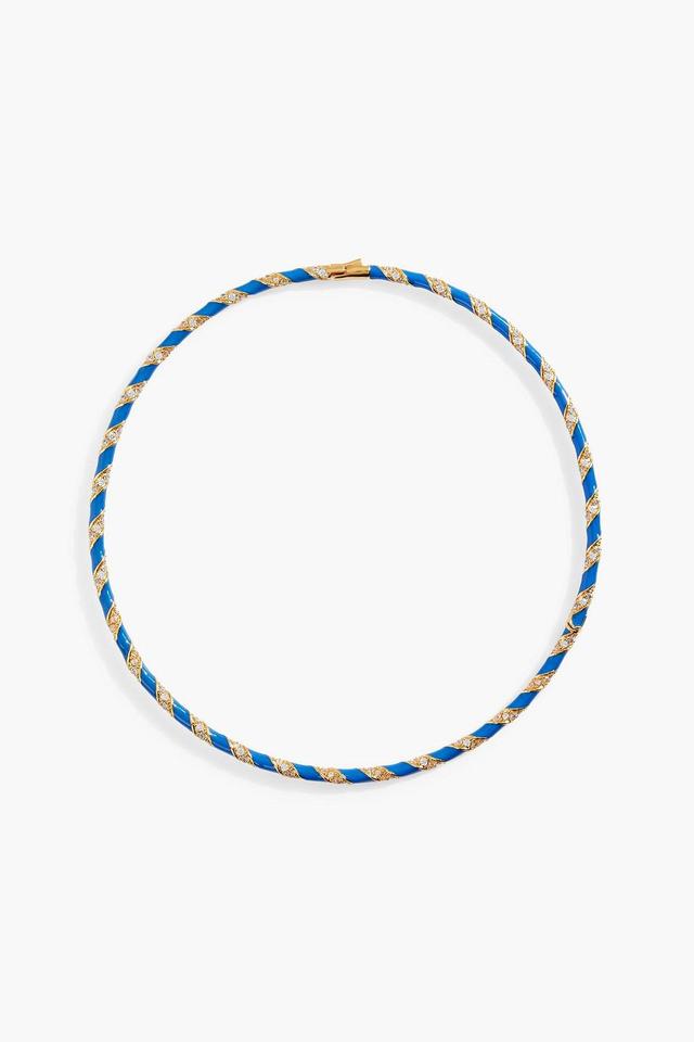 Gold-tone, Crystal And Enamel Choker In Royal Blue Product Image