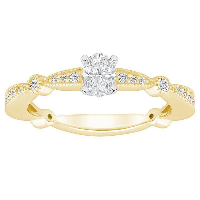 Alyson Layne 14k Gold 1/2 Carat T.W. Diamond Oval Cut Scalloped Band Engagement Ring, Womens White Product Image