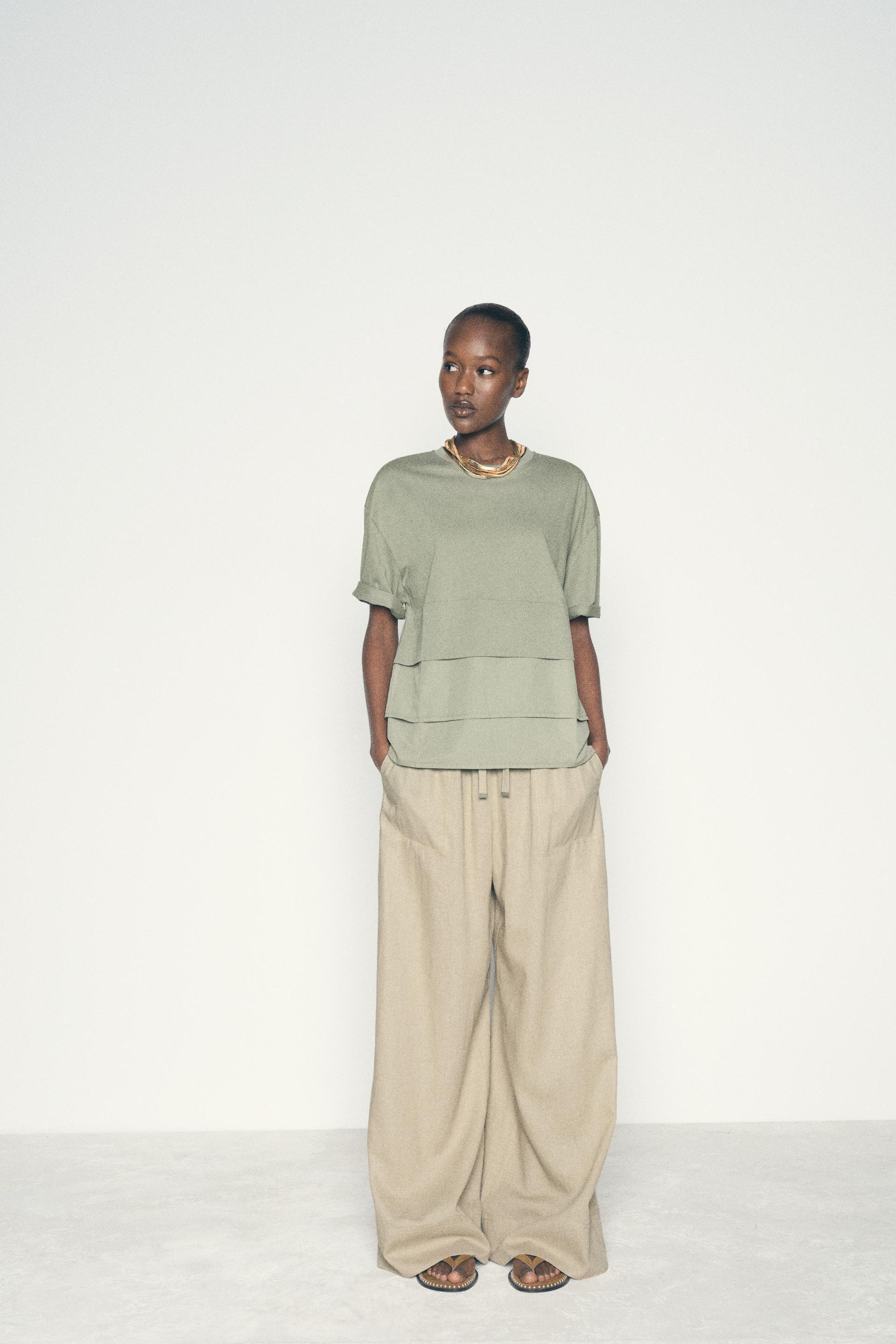 LINEN BLEND WIDE LEG PANTS Product Image