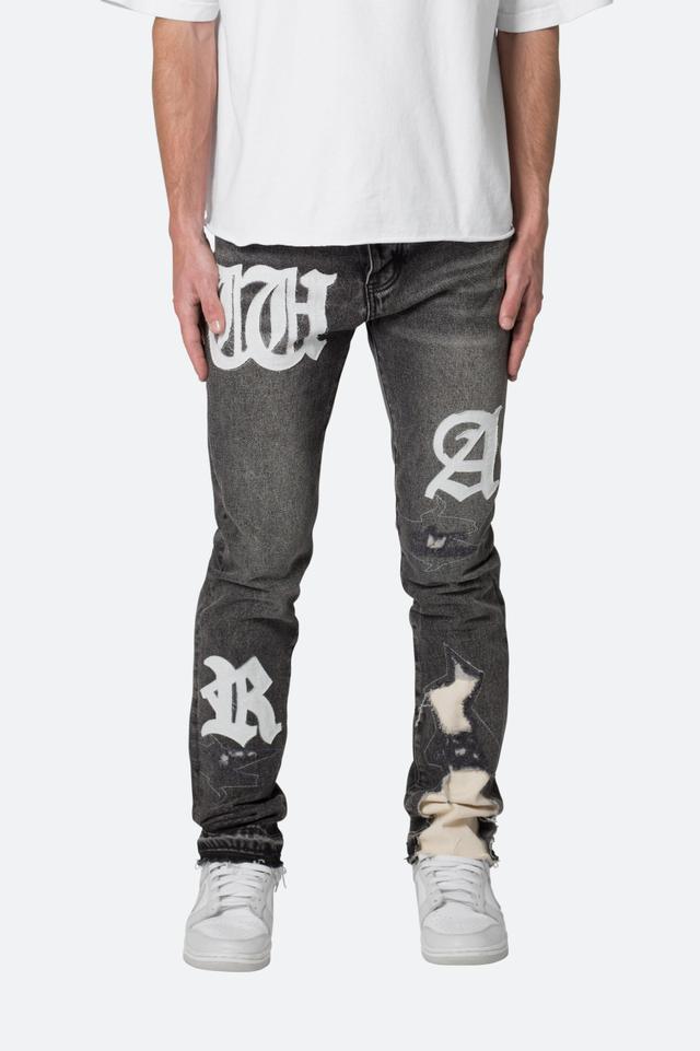 D198 War Straight Denim - Black/White Product Image