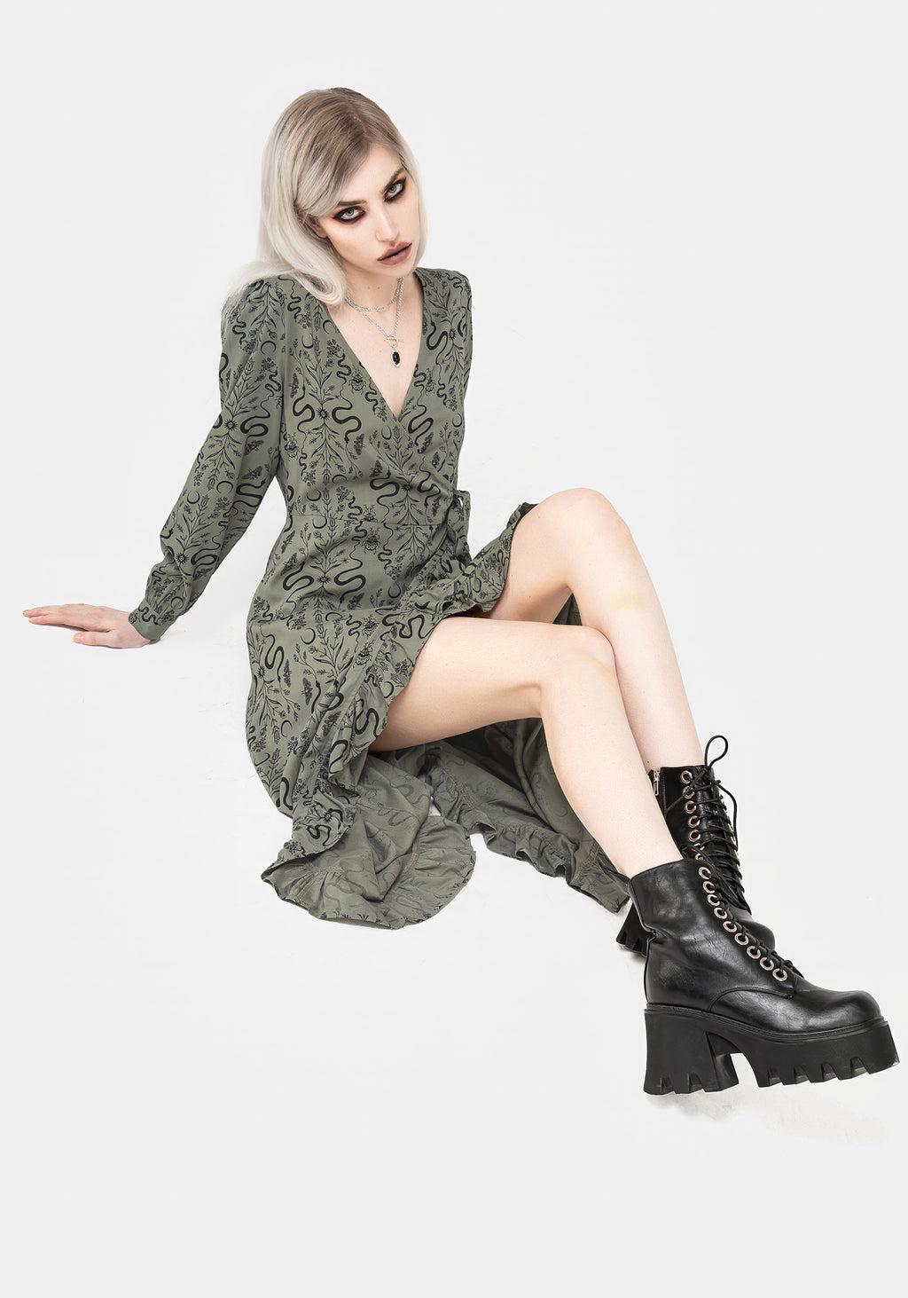 Dominion Snake Print Midi Wrap Dress Product Image