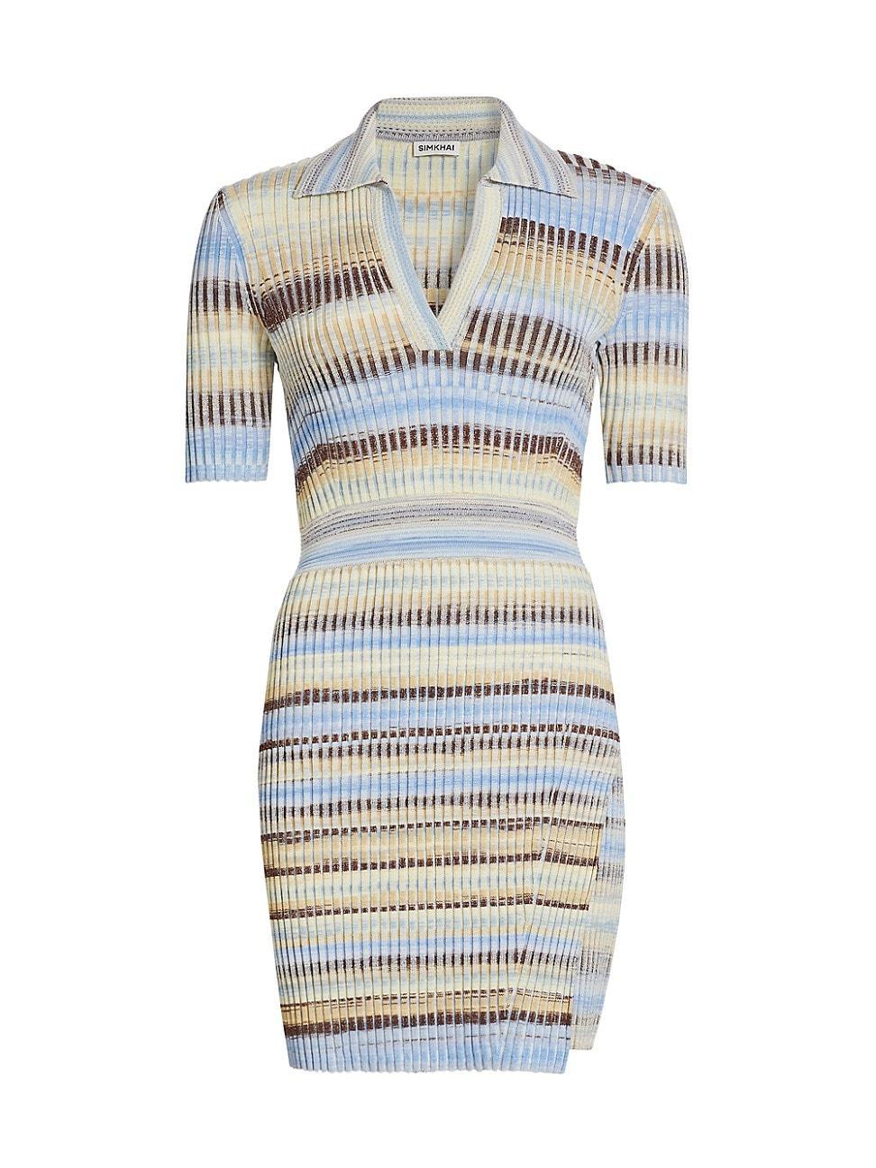 Womens Solana Stripe Rib-Knit Polo Minidress Product Image