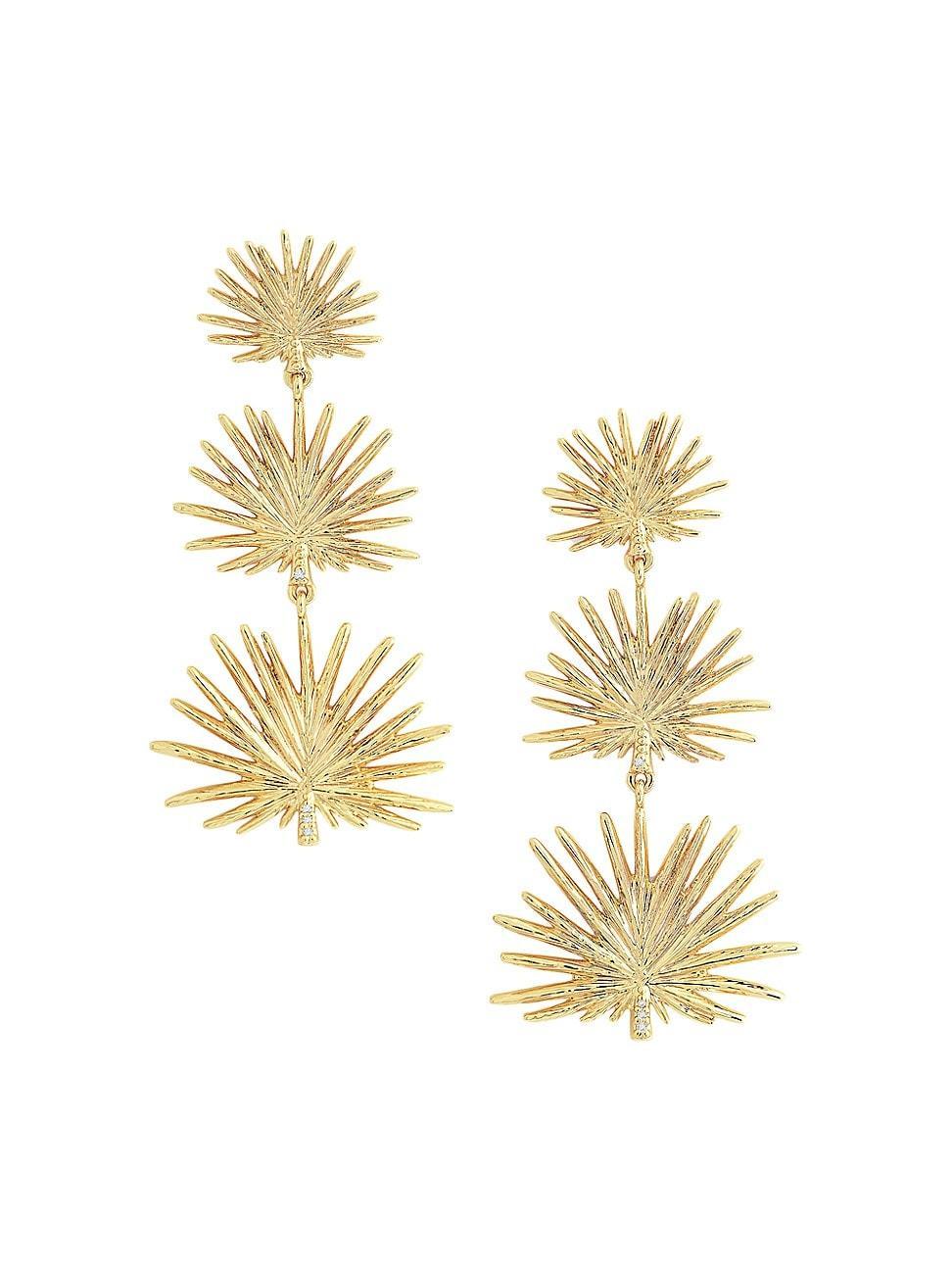 Womens Palm 18K-Gold-Plated & Cubic Zirconia Triple-Drop Earrings Product Image