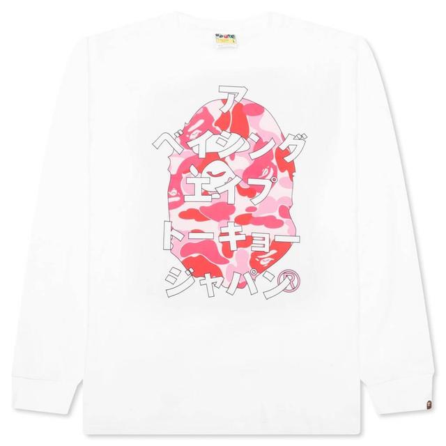 Abc Camo Japanese Letters L/S Tee - White/Pink Male Product Image