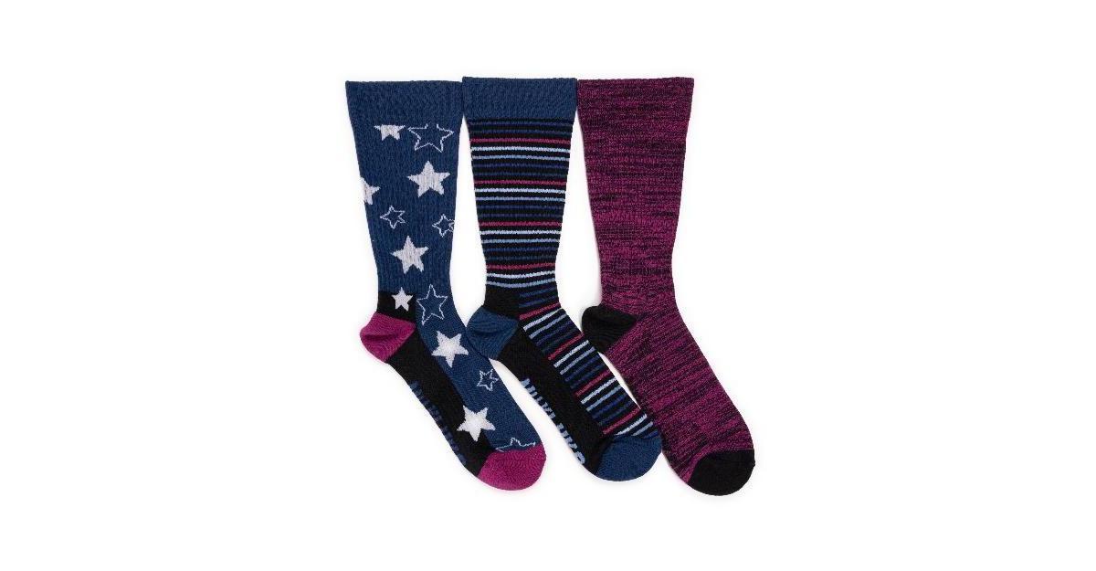 Muk Luks Womens 3 Pack Cotton Compression Crew Socks Product Image