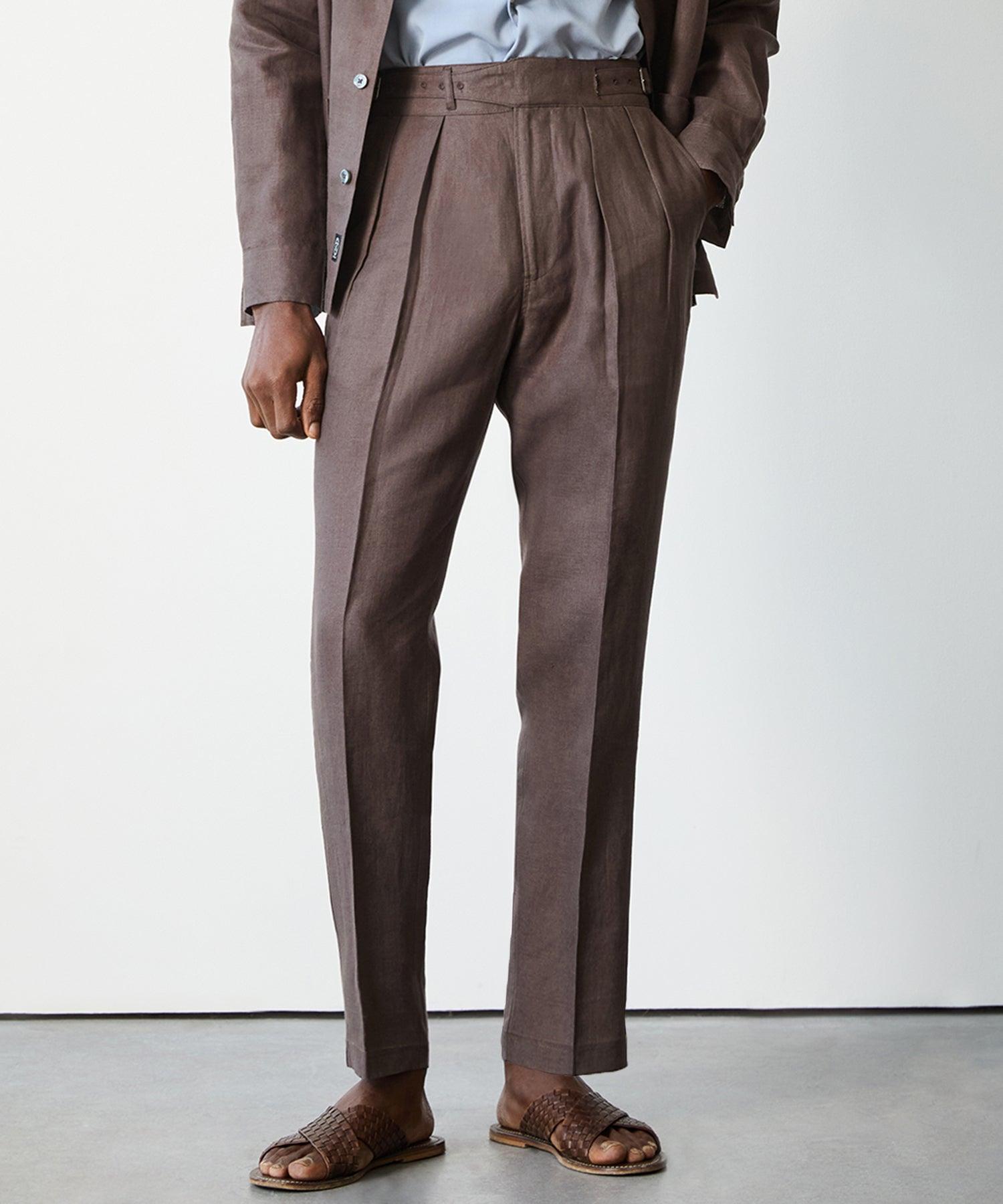 Irish Linen Gurkha Trouser in Dark Brown Product Image