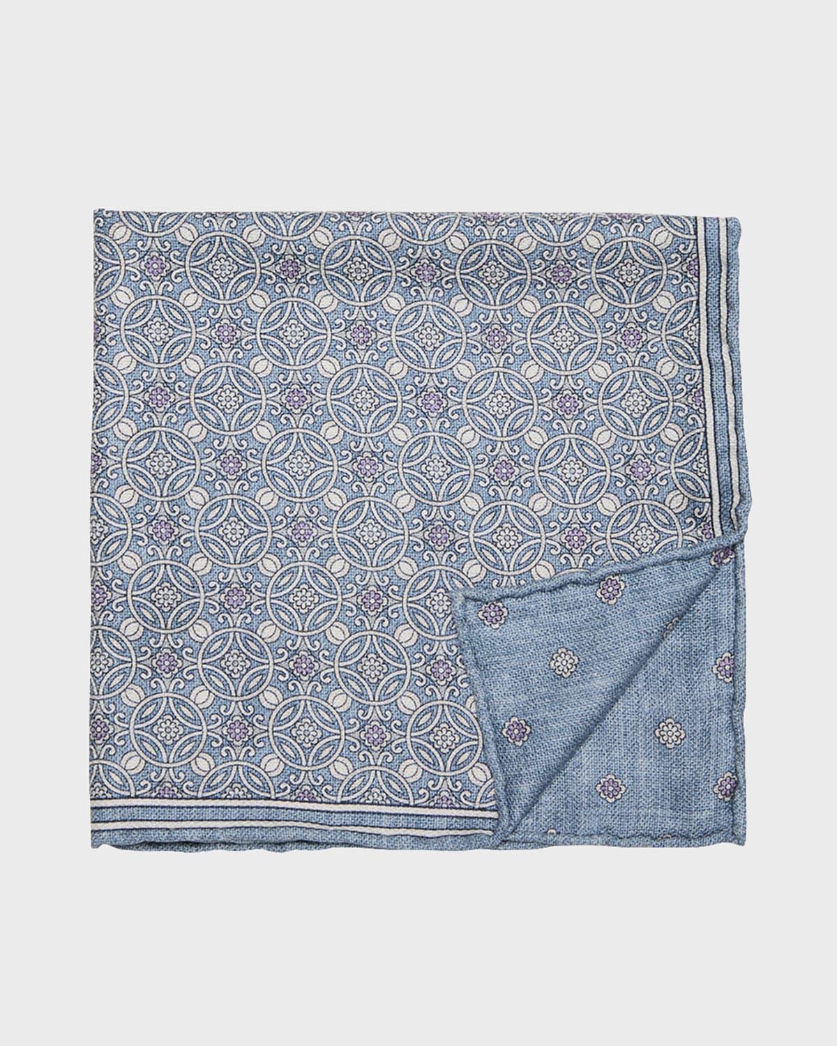 Men's Geometric-Print Silk Pocket Square Product Image