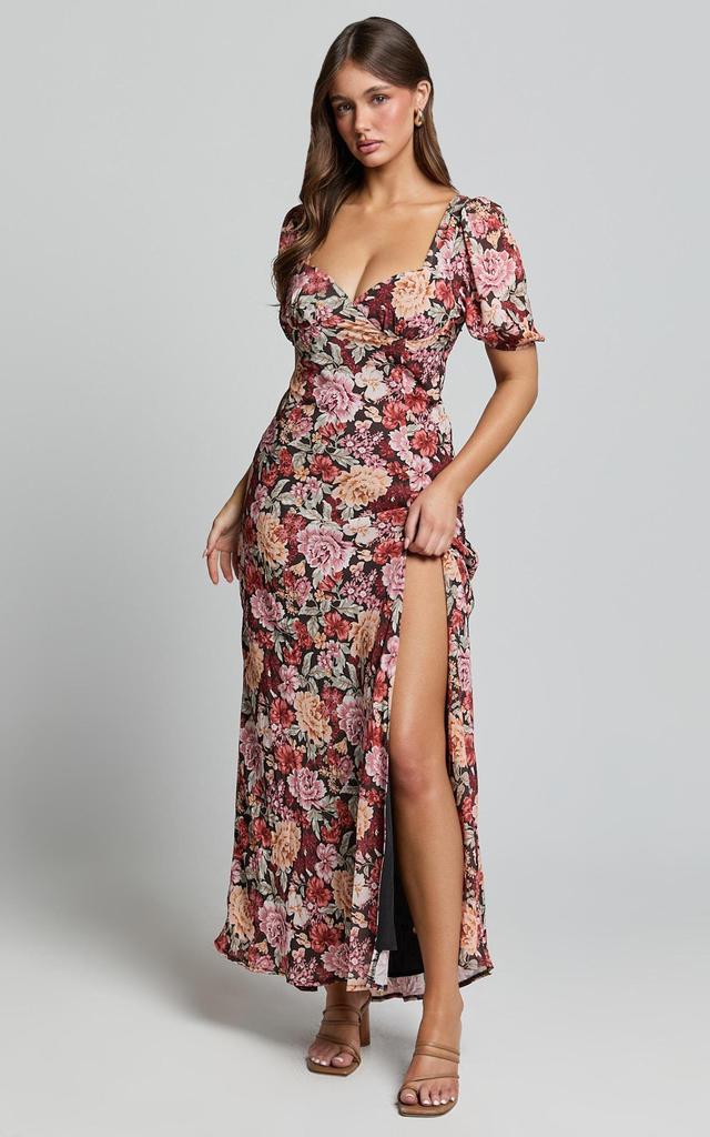 Lorie Maxi Dress - Short Sleeve Cut Out Tie Back Dress in Boheme Floral Product Image