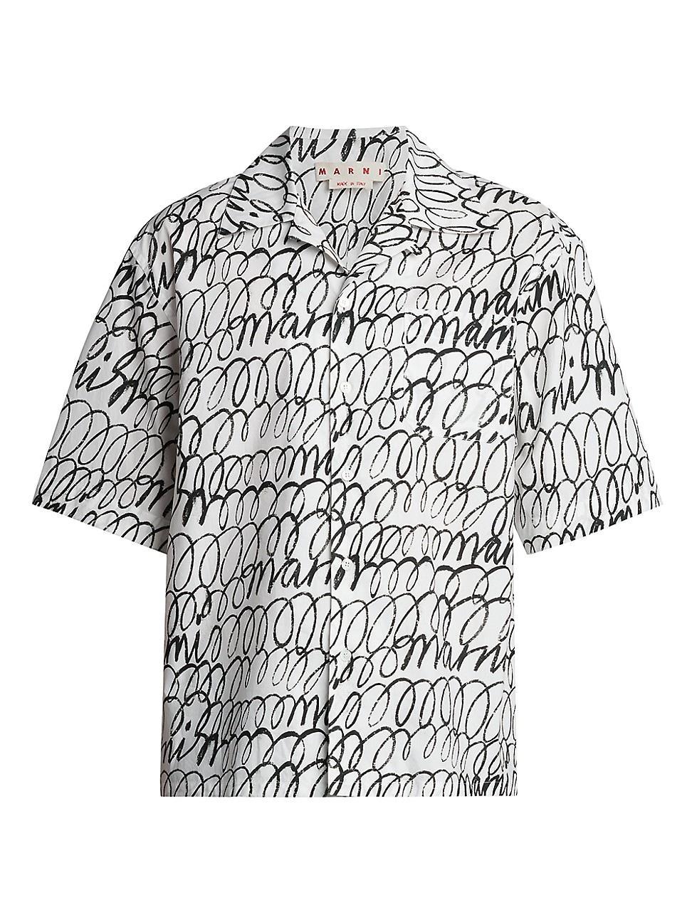 Mens Scribbled Poplin Camp Shirt Product Image