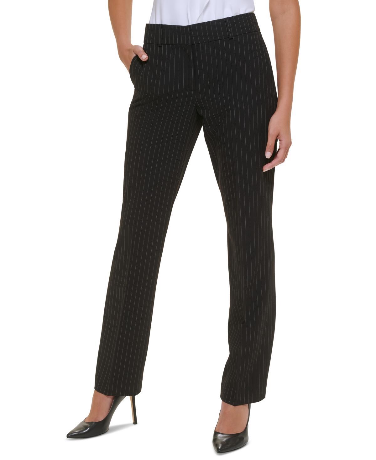 Tommy Hilfiger Pinstripe Sutton Bootcut Pants Ivory) Women's Clothing Product Image