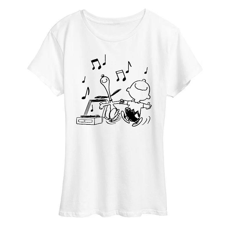 Womens Peanuts Snoopy & Charlie Brown Dancing Graphic Tee Grey Gray product image